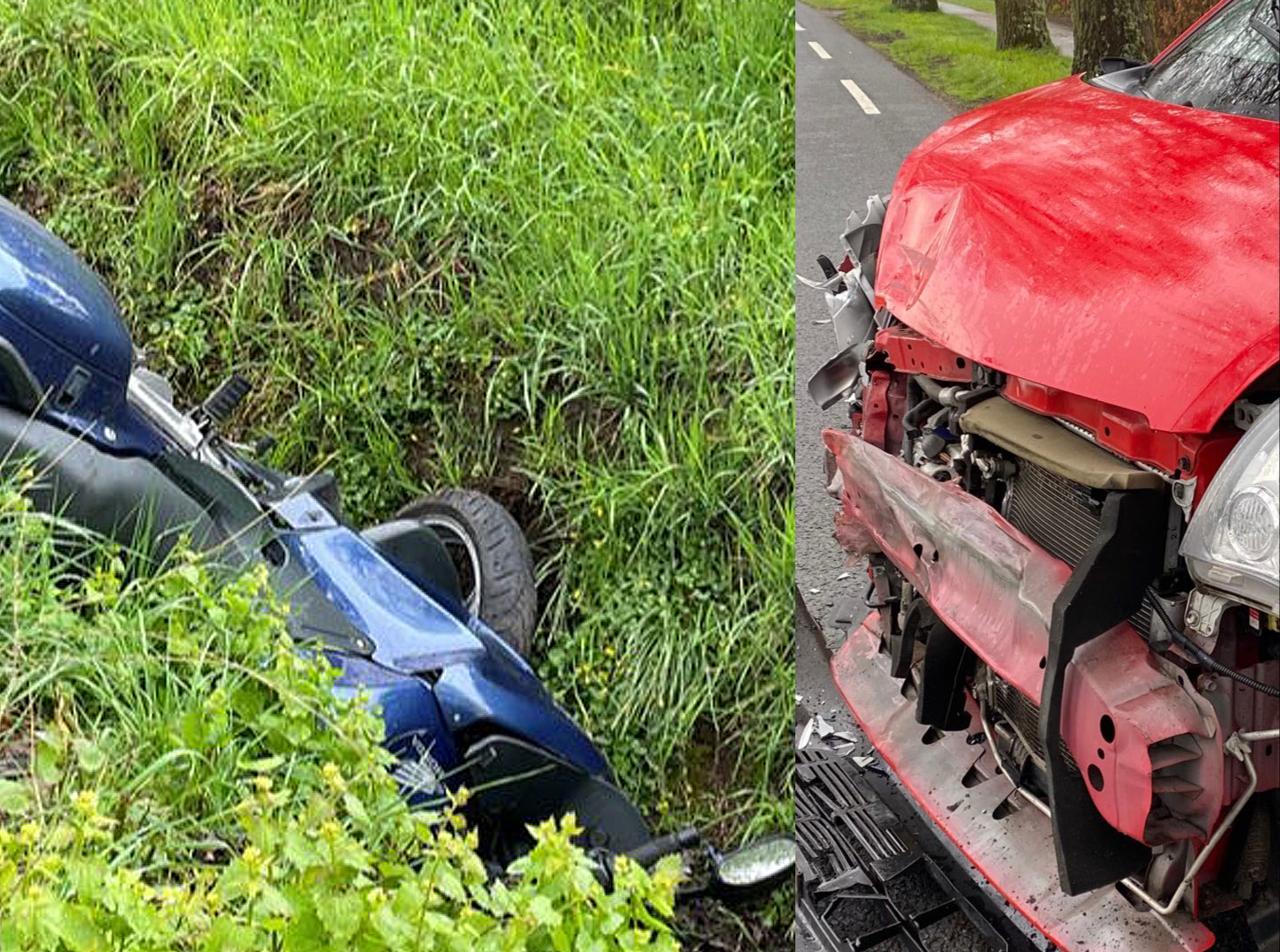 Fikse schade bij ongeval tussen personenauto en motor bij Onnen #groningen:.