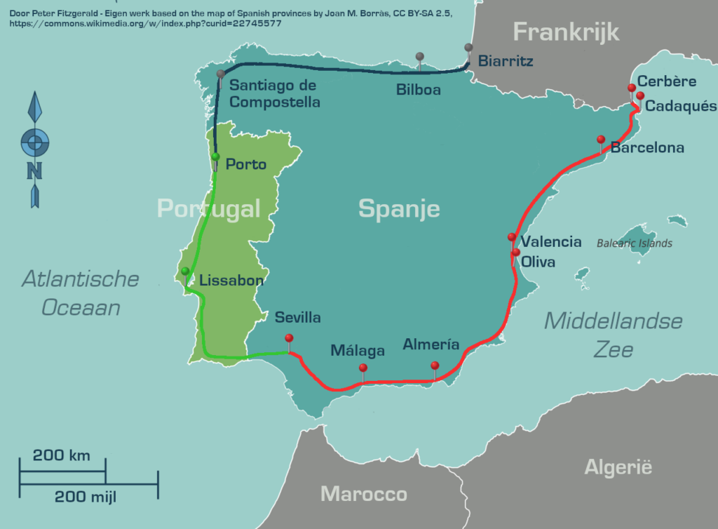 Overzichtskaart fietsroute Tönnis de Vries update 04