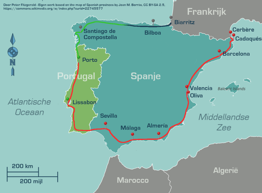 Overzichtskaart fietsroute Tönnis de Vries update 05