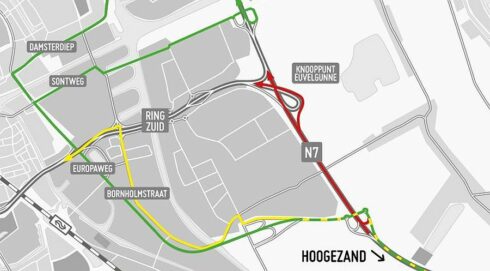 Zuidelijke ring is komend weekend dicht tussen Westerbroek en Euvelgunne