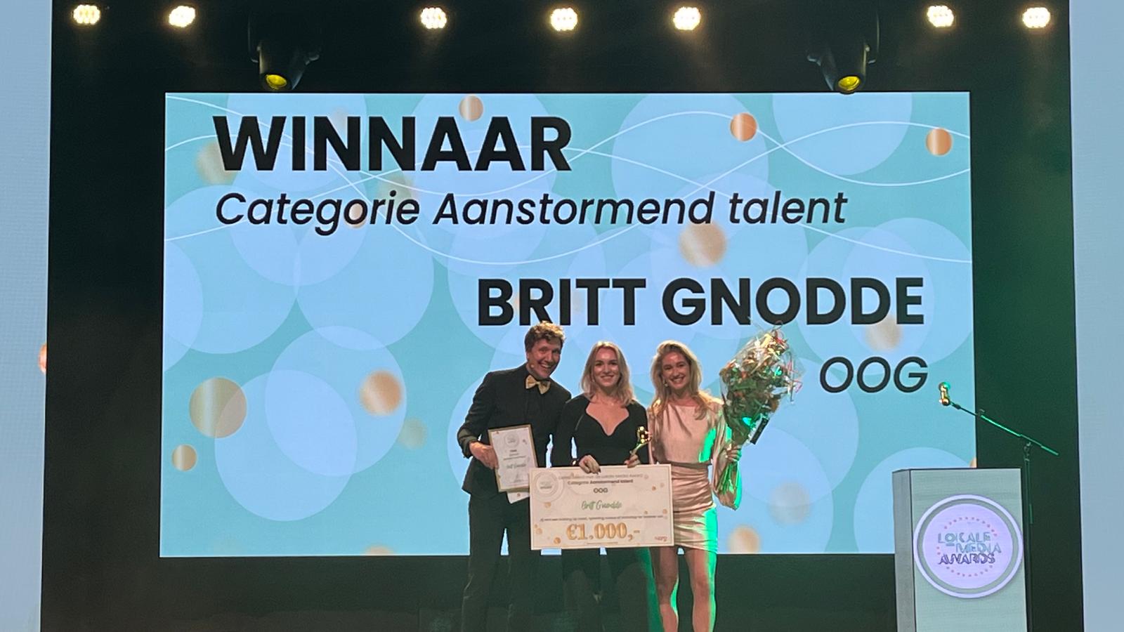 Britt Gnodde van OOG wint Lokale Media Awards als aanstormend talent