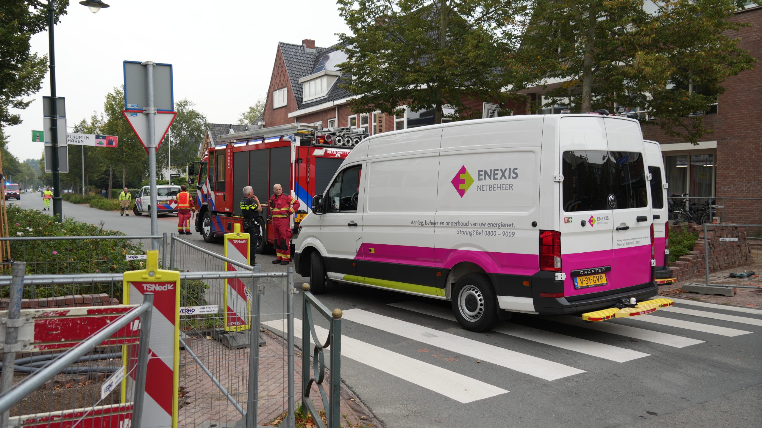 Gaslekkage op bouwplaats in Haren